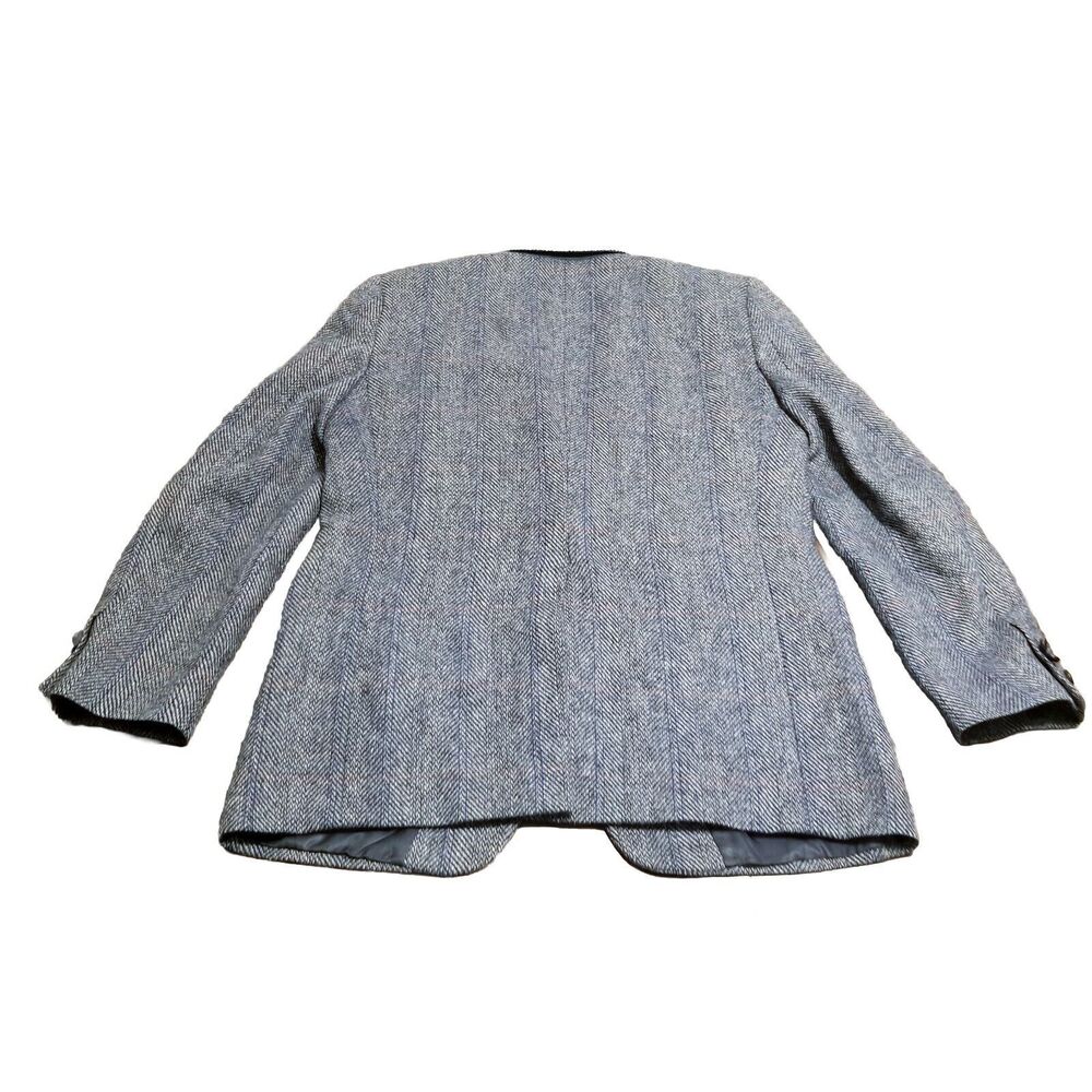 Burberrys Blazer Men Size 42 Gray Tweed Herringbone Wool Sport Coat Made in USA - Picture 3 of 8